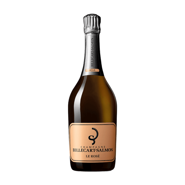 Bottle of Billecart-Salmon Le Rose champagne on a white background