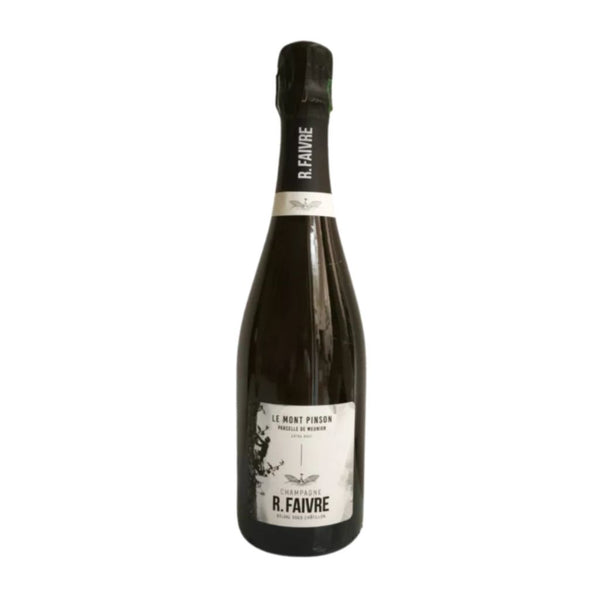 Bottle of Champagne R. Faivre Le Mont Pinson on a white background