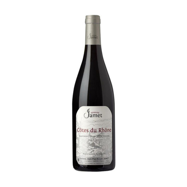 Domaine Jamet Cotes du Rhone 2023 bottle with 'Domaine Jamet' label on a white background