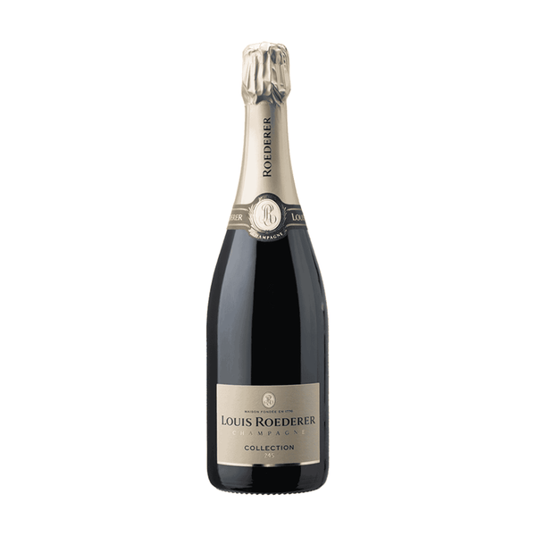 Louis Roederer champagne bottle on a white background