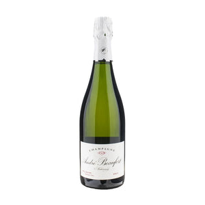 Bottle of André Bœufort champagne on a white background