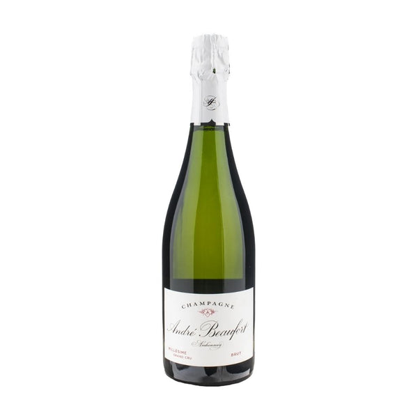 Bottle of André Bœufort champagne on a white background