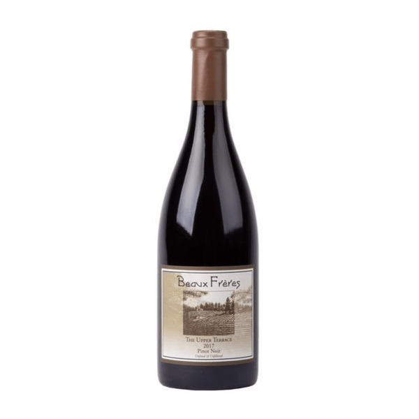 Beaux Freres The Upper Terrace Pinot Noir 2017 bottle with a label on a white background