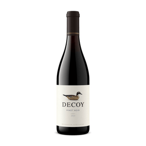 Decoy Pinot Noir wine bottle on a white background