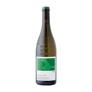 Domaine Elodie Jaume Chateauneuf-du-Pape Cabrieres Blanc 2021 bottle with a green label on a white background