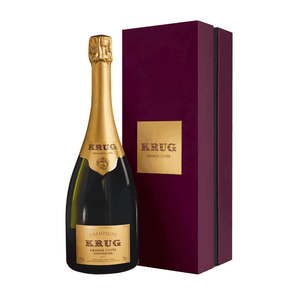 Krug 170 champagne bottle with packaging on a white background