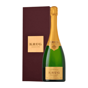 Krug 172 champagne bottle with box on a white background