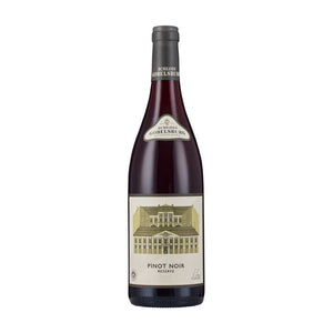 Bottle of Schloss Gobelsburg Pinot Noir Reserve 2021 with label on a white background