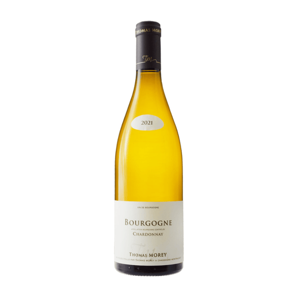 Bottle of Thomas Morey Bourgogne Chardonnay on a white background