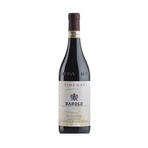 A bottle of Viberti Giovanni Buon Padre 2020 wine with a label indicating it is a Barolo wine from Italy.