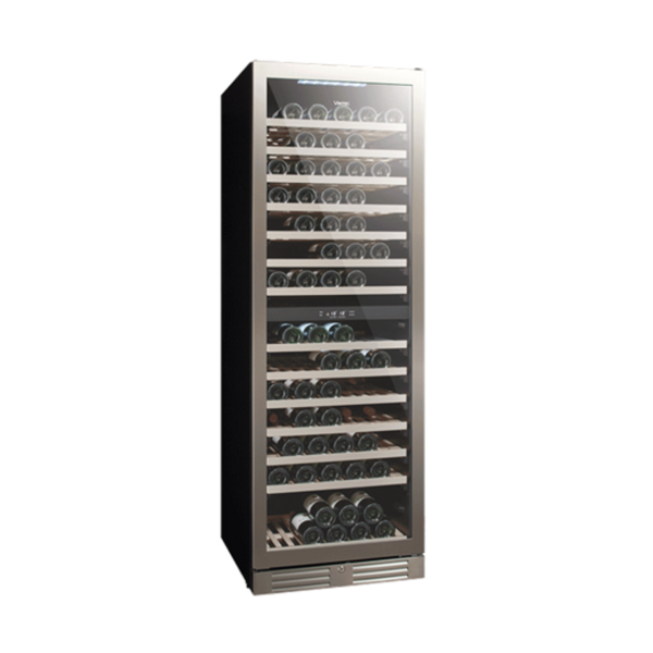 Vintec Seamless Stainless Steel Series Dual Temperature Zone Wine Cabinet (138 Bottles)