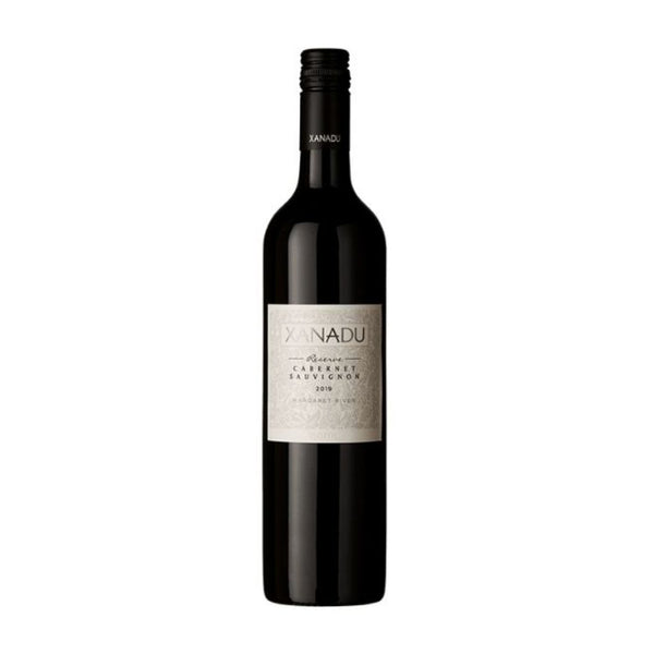 Wine bottle of Xanadu Reserve Cabernet Sauvignon 2019 on a white background